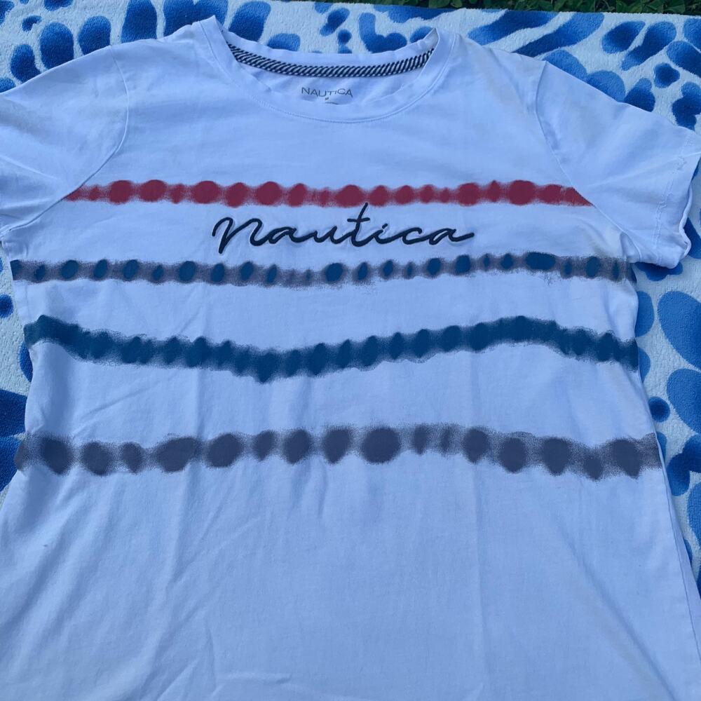 Nautica Patriotic Logo Tie Dye Short Sleeve Cotton Tee ๐บ๐ธ NWOT - Picture 14 of 15